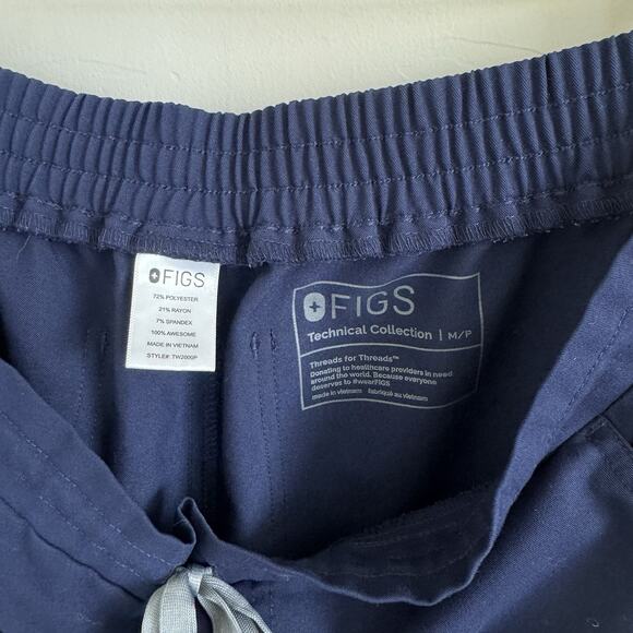 FIGS Women's Scrub Pants TW2000P Size M/P Petite Blue Drawstring Technical - Picture 7 of 9
